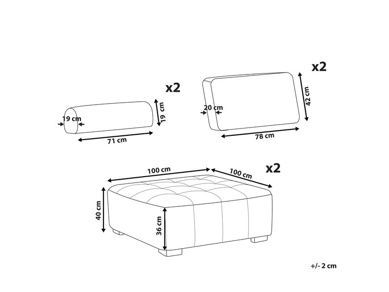 Canapé modulable 2 places tibro tissu blanc cassé - Conforama C
