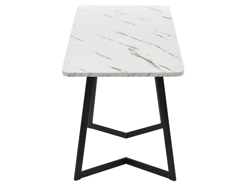 Table à manger rectangulaire effet marbre blanc 117 x 68 cm, pieds en métal noir, style moderne - Conforama D