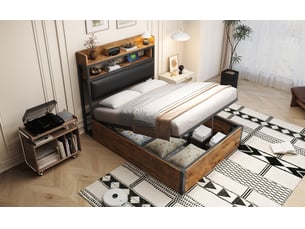 Lit coffre 90x200 cm OKWISH coloris bicolore