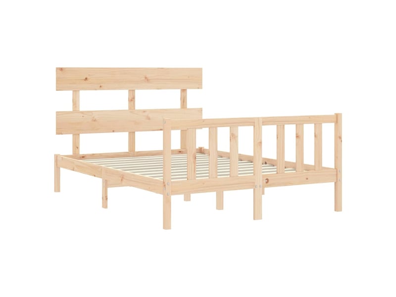  Lit double- lit adulte -  cadre de lit sans matelas 140x200 cm bois massif de pin  - Conforama D