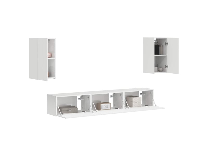  Ensemble meuble tv - banc tv - meuble de rangement 5 pcs blanc brillant bois d'ingénierie  - Conforama C