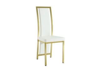 Lot de 2 chaises de salle à manger 44 x 42,7 x 109 cm – blanc et doré – dossier haut en simili cuir pu