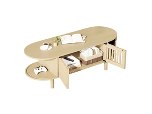 Table basse ovale coloris bois clair <strong>MODENUIT </strong> <strong></strong> - 40 cmx100 cm