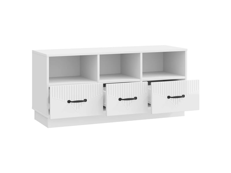  Meuble tv - banc tv - meuble de rangement blanc brillant 102 x 34,5 x 47 cm bois d'ingénierie  - Conforama E