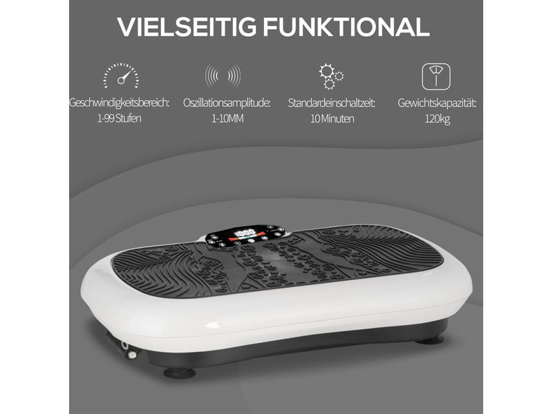  Plateforme vibrante 73x40x13 cm 99 niveaux 2 bandes de fitness abs blanc  - Conforama D