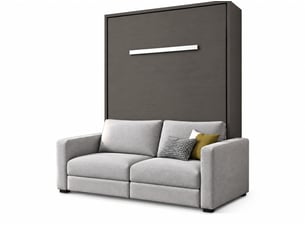 Lit escamotable vertical kimber avec canapé tissu intégré – le salon le jour, un vrai lit la nuit-140x190-cadre anthracite-façade anthracite-canapé gris clair