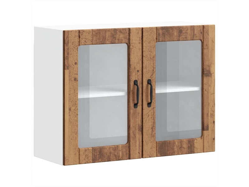  Armoire murale de cuisine avec porte en verre lucca vieux bois shl7926  - Conforama A
