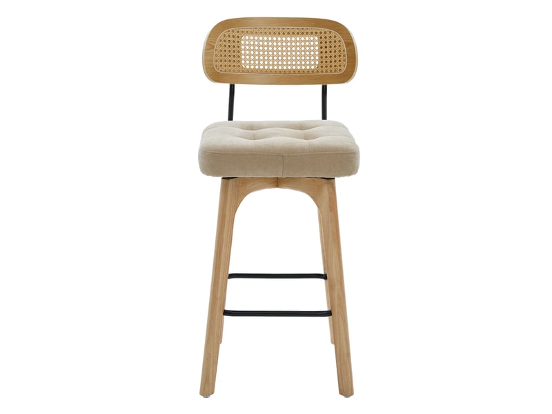  Lot de 2 tabourets de bar pivotants 360° 44x51x96 cm en chenille kaki  - Conforama D