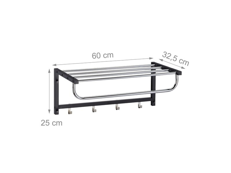  Porte-manteaux mural multifonctionnel moderne couloir 60 x 20 x 12 cm en métal noir 13_0008544  - Conforama B