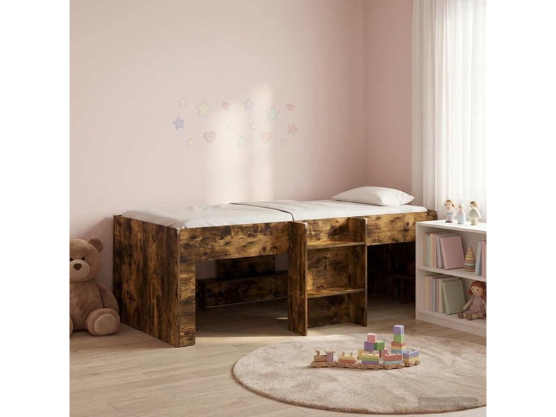  Cadre de lit élevé pour enfants - lit jeune chêne fumé 90 x 200 cm  - Conforama B