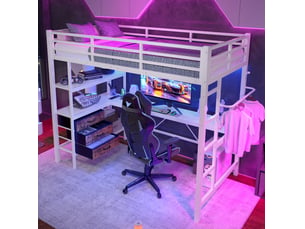 Lit mezzanine 90x200 cm <strong>HAVRYA</strong>  <strong></strong> coloris blanc