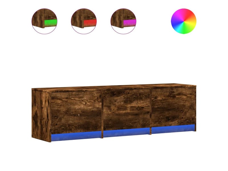  Meuble tv - banc tv - meuble de rangement chêne fumé bois d'ingénierie  - Conforama C