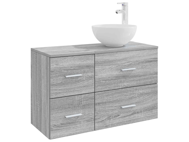  Ensemble de mobilier de salle de bain 2 pcs sonoma gris shl708  - Conforama A