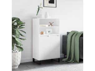 Buffet haut - bahut - meuble de rangement blanc 60x36x110 cm bois d'ingénierie