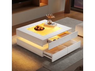 Table basse carré(e) coloris blanc <strong>MERAX</strong> <strong>table basse blanc</strong> - 70 cmx70 cm