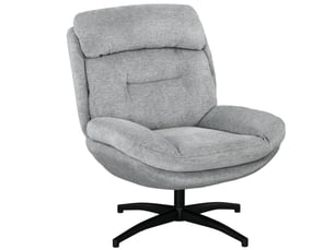 Fauteuil 79x91x98 cm, pivotant 360°, accoudoirs intégrés, en tissu polyester gris, design moderne, canapé une place