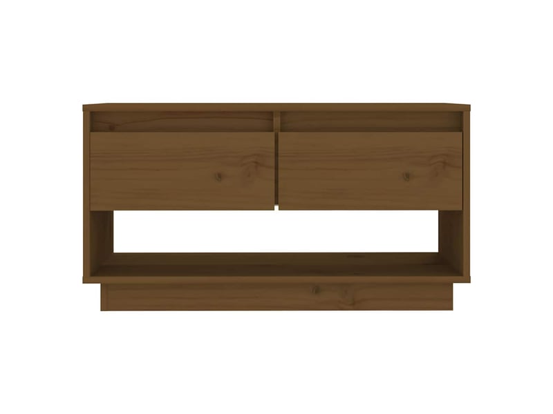  Meuble tv - banc tv - meuble de rangement marron miel 74x34x40 cm bois de pin massif  - Conforama C