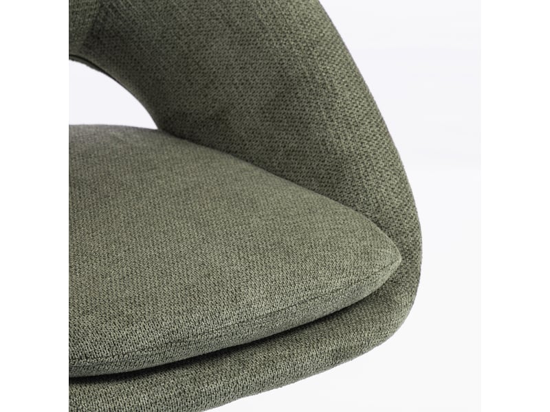 Chaise bureau design dossier enveloppant ajouré tissu chenille vert - Conforama E