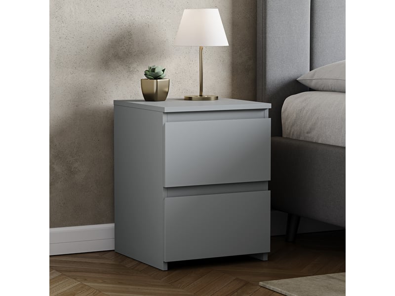  Table de chevet Denver, commode de nuit, chambre, rangement, grand, 2 tiroirs, Gris 3331836 - Conforama B