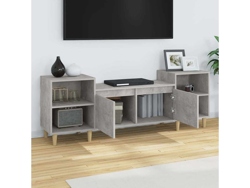  Meuble tv - banc tv - meuble de rangement gris béton 160x35x55 cm bois d'ingénierie  - Conforama D