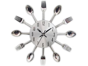Horloge murale « couverts de cuisine » – horloge murale en métal – mouvement à quartz – horloge créative – 310 mm