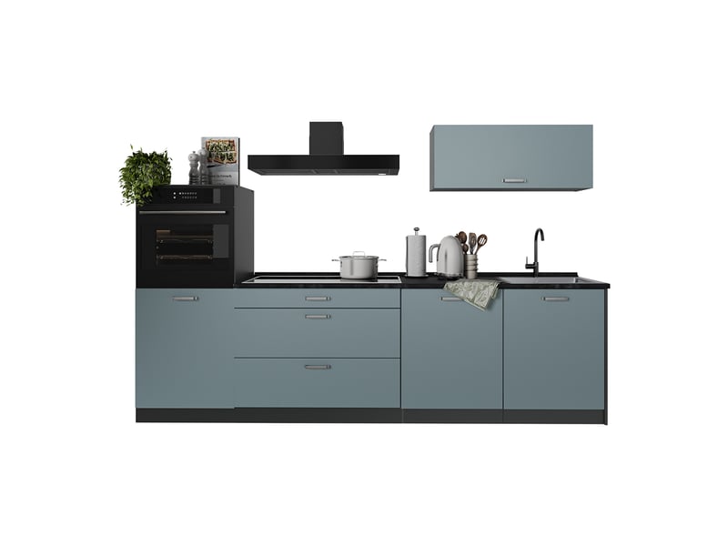  Vicco cuisine, bleu-grisanthracite, 280cm plan de travail anthracite  - Conforama E