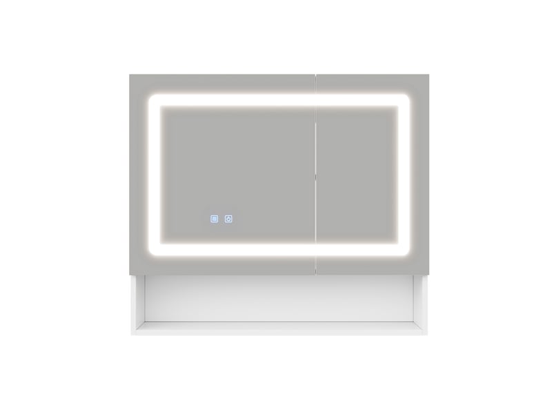  Armoire miroir sdb blanche 80 × 17 × 70 cm, led, antibuée, soft-close  - Conforama A
