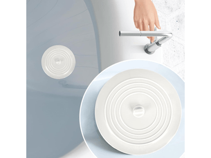 Grand bouchon de vidange en silicone blanc — adapté aux douches, baignoires et éviers — 1 pièce