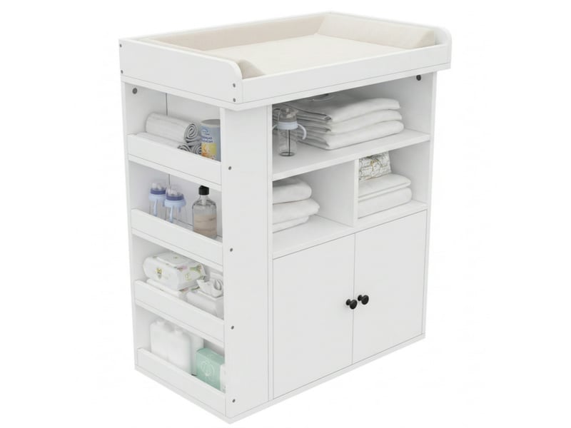  Table à langer bébé 2-en-1 avec rangement 82x50x100 cm en mdf blanc  - Conforama A