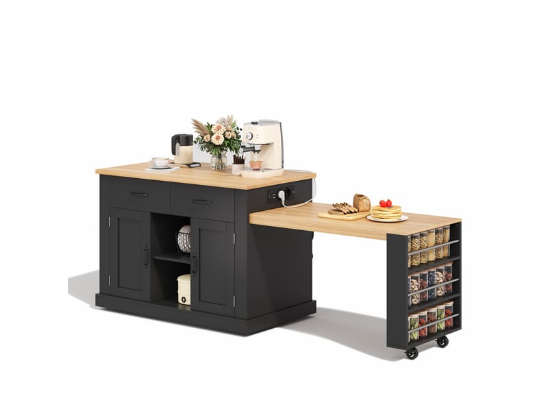  Desserte de cuisine avec table extensible et rangements homvra  - Conforama A