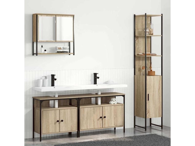  Ensemble de mobilier de salle de bain 4 pièces chêne sonoma cf64549  - Conforama B