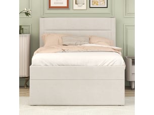 Lit coffre 90x200 cm <strong>ZOVIRA</strong> <strong></strong> coloris beige
