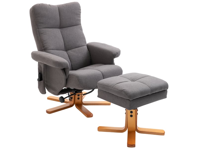  Fauteuil de relaxation pivotant 360° massant avec repose-pieds polyester gris foncé  - Conforama B