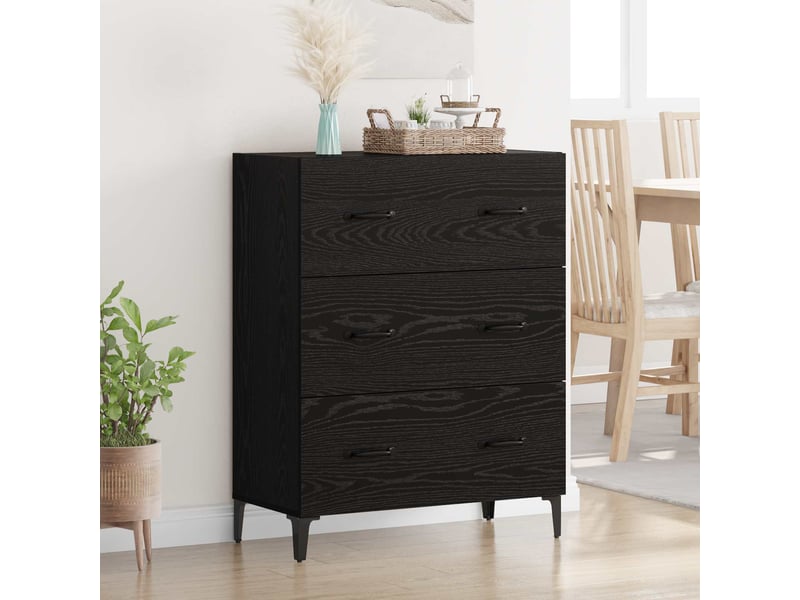  Buffet - bahut - meuble de rangement chêne noir 69,5 x 34 x 90 cm bois d'ingénierie et fer  - Conforama B
