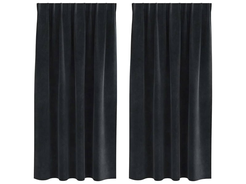 Lot de 2 rideaux, rideaux de fenêtre noir 140 x 175 cm velours cf44093 - Conforama A