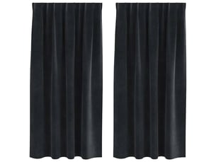 Lot de 2 rideaux, rideaux de fenêtre noir 140 x 175 cm velours cf44093