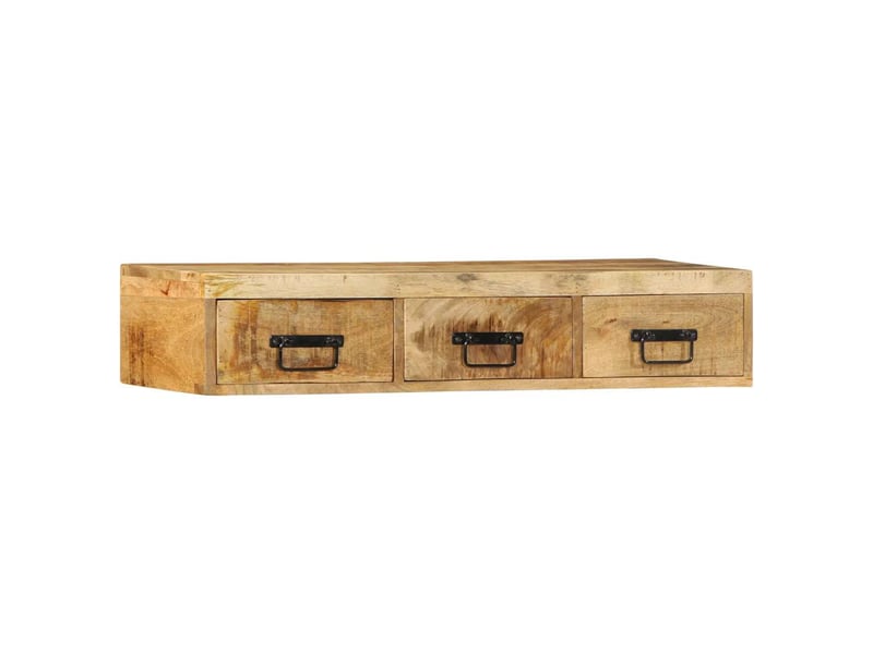  Meuble tv - banc tv - meuble de rangement mural 100x30x19 cm bois massif de manguier brut  - Conforama B