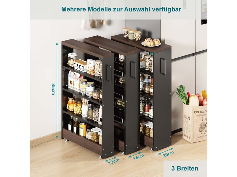  Desserte de rangement 55x20x85 cm mdf noir et marron avec 4 étagères réglables  - Conforama E