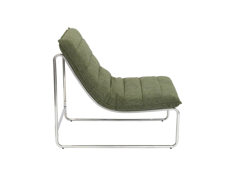  Fauteuil relax tissu chenille armature chromée vert - silver  - Conforama E