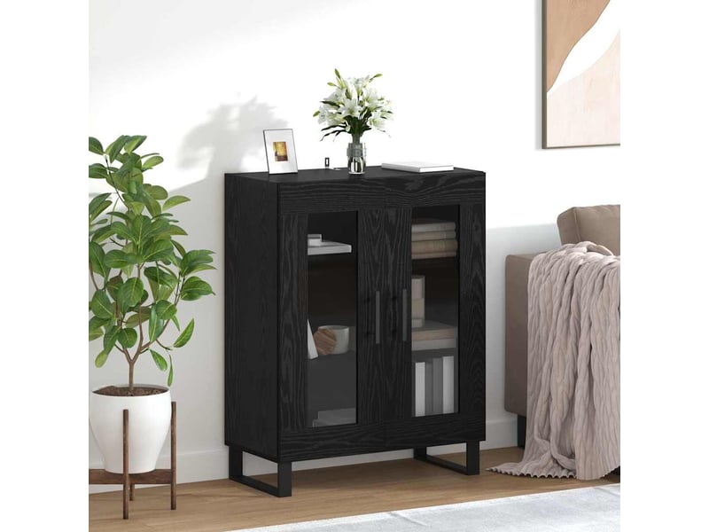  Buffet - bahut - meuble de rangement chêne noir 69,5 x 34 x 90 cm bois d'ingénierie  - Conforama B