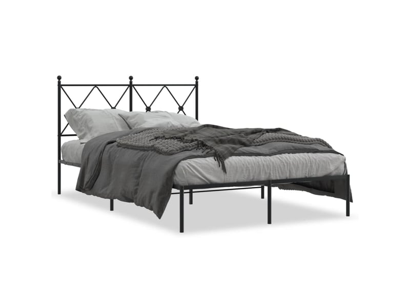  Lit double- lit adulte -  cadre de lit métal sans matelas avec tête de lit noir 120x190cm  - Conforama A