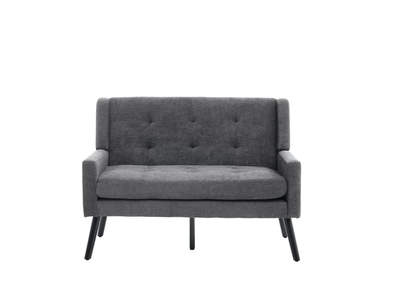 Banquette 2 places tcqpz en tissu lin gris foncé pieds en bois mousse haute densité 120 x 75 x 88 cm  - Conforama A
