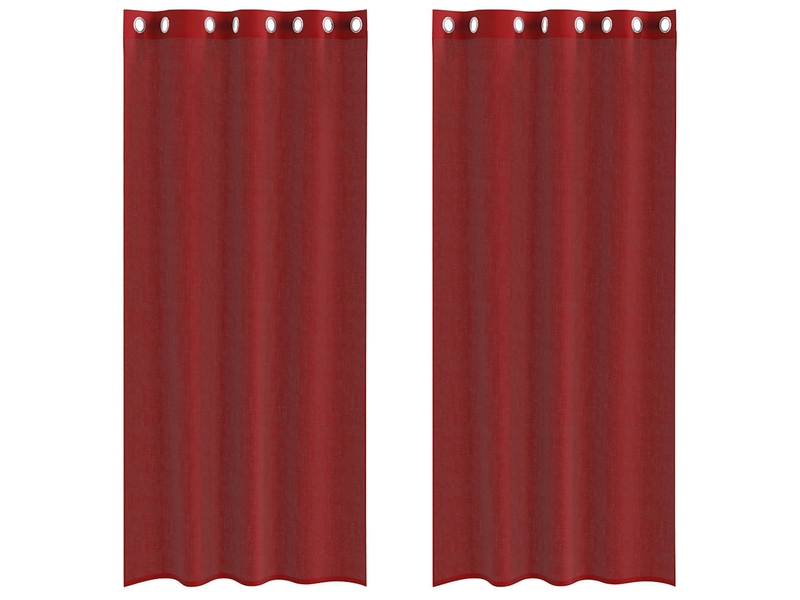 Lot de 2 rideaux en voile, voilages avec œillets rouge bordeaux cf44412 - Conforama A
