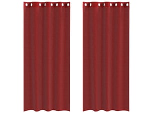 Lot de 2 rideaux en voile, voilages avec œillets rouge bordeaux cf44412