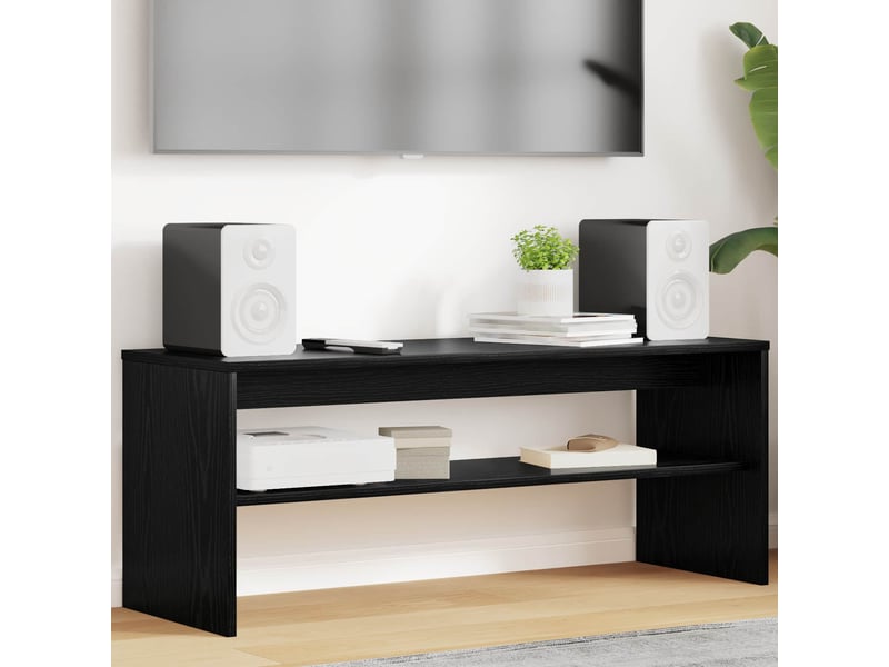 Meuble tv - banc tv - meuble de rangement 100 x 35 x 40 cm chêne noir bois d'ingénierie - Conforama B