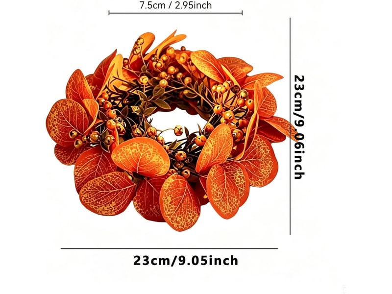  Couronne de bougie décorative feuilles d'érable – décoration automnale pour bougie pilier-style 1  - Conforama B