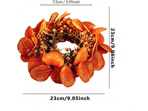 Couronne de bougie décorative feuilles d'érable – décoration automnale pour bougie pilier-style 1