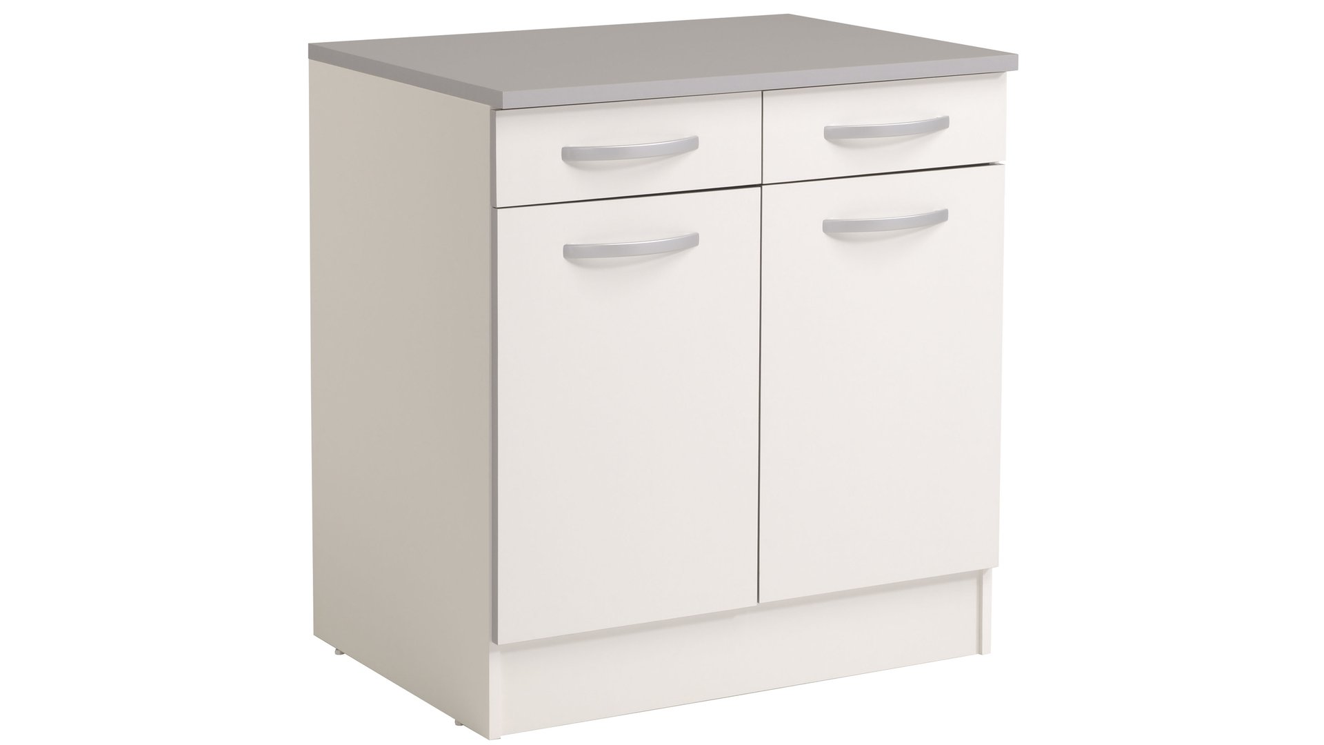 Meuble bas de cuisine 80 cm 2 portes + 2 tiroirs SPOON coloris blanc blanc 86 Conforama