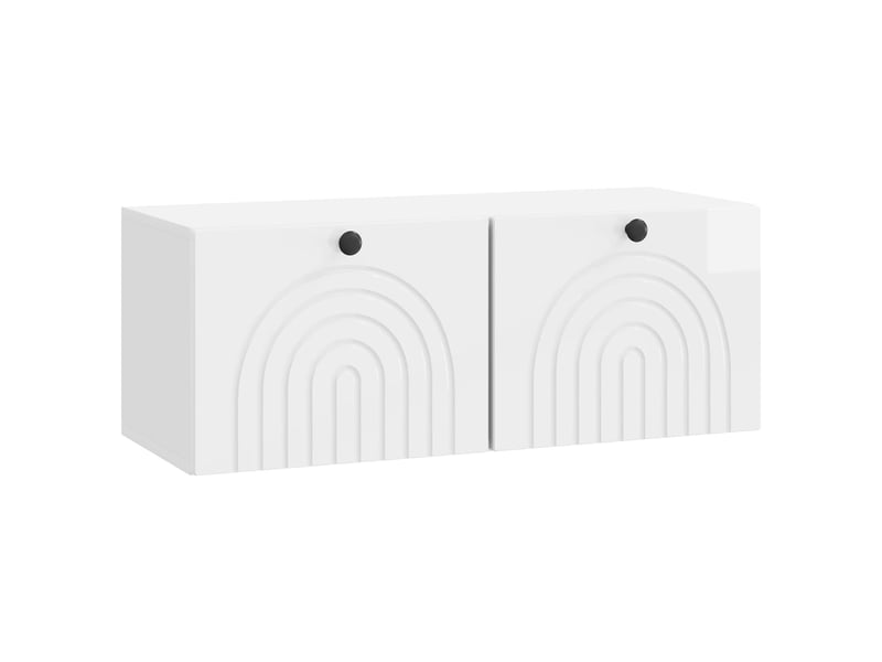  Meuble tv - banc tv - meuble de rangement mural montage mural blanc brillant 78,5 x 31 x 30 cm  - Conforama A