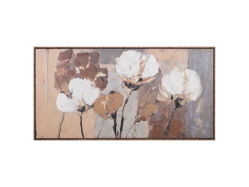  Tableau peint à la main avec cadre en bois orange 143x4x73h cm  - Conforama B